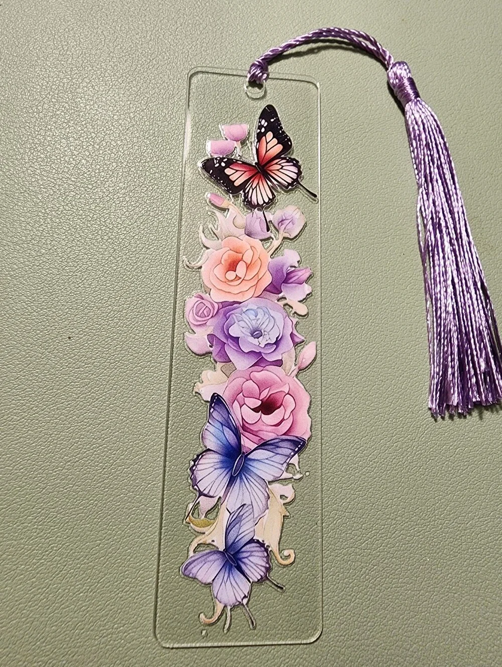 Floral Butterfly Lavender Tassel Bookmark - Women Accessories
